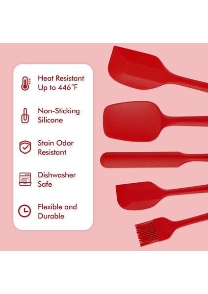 Silikon Spatula Seti, Yapışmaz Pişirme ve Fırınlama Için Isıya Dayanıklı Mutfak Spatulaları, Dikişsiz Tek Parça Tasarım, Esnek Spatula, Bulaşık Makinesinde Yıkanabilir, 5'li Kauçuk (Yurt Dışından)