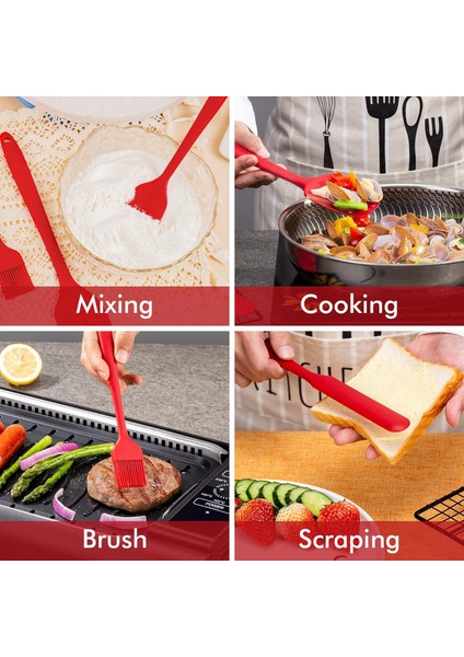 Silikon Spatula Seti, Yapışmaz Pişirme ve Fırınlama Için Isıya Dayanıklı Mutfak Spatulaları, Dikişsiz Tek Parça Tasarım, Esnek Spatula, Bulaşık Makinesinde Yıkanabilir, 5'li Kauçuk (Yurt Dışından)