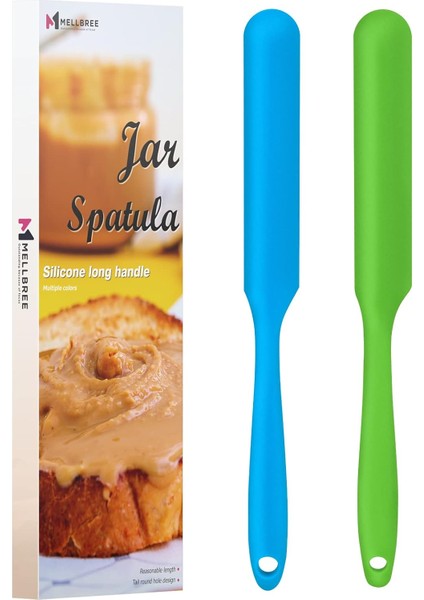 Kavanoz Spatula, Mayo Kavanozunun Dibi Için Uzun Saplı Silikon Kavanoz Spatula Kazıyıcı, Soğuk Kırbaç, Fıstık Ezmesi, Çeşniler (Yeşil/mavi) (Yurt Dışından)