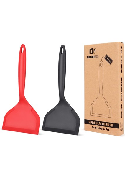 2'li Paket Geniş Silikon Spatula, Kısa Saplı Yapışmaz Gözleme Küreği, Kızartılmış Esnek Döner, Yumurta, Kurabiye, Omlet, Balık, Burger Için Bpa Içermeyen Mutfak Tencereleri (Yurt Dışından)