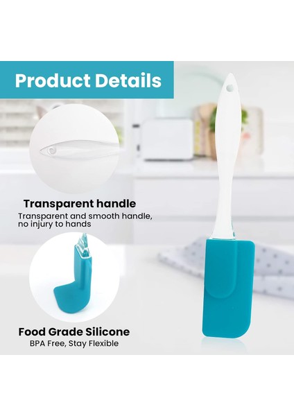Silikon Spatula, Yumurta, Pişirme, Fırınlama ve Karıştırma Için Yapışmaz Isıya Dayanıklı Kauçuk Çevirmeli Spatula (Mavi) (Yurt Dışından)