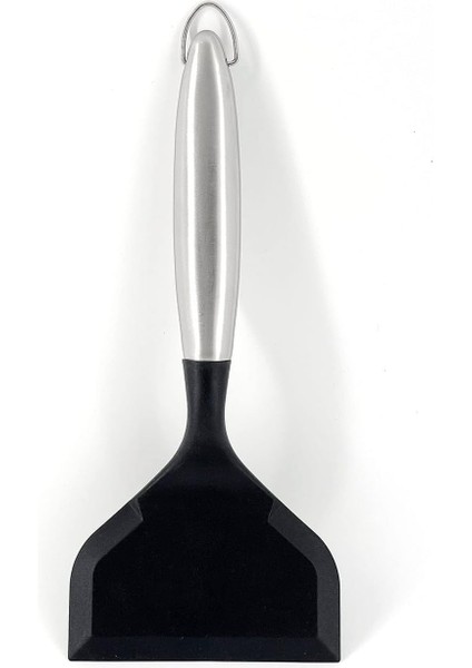 Paslanmaz Çelik Saplı Silikon Spatula, Gözleme Katı Turner Pişirmek Için Balık Spatula, Yumurta Tamales Pizza Için Yapışmaz Isıya Dayanıklı Geniş Düz Tamagoyaki Spatulalar (Siyah) (Yurt Dışından)