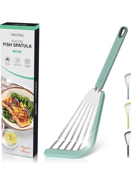 Yapışmaz Balık Spatula, Ince Oluklu Spatulalar Yapışmaz Tencere Için Turner Silikon Balık Spatulaları, Yüksek Isıya Dayanıklı Bpa Içermeyen Pişirme Gereçleri, Balık, Yumurta, Krep (Yurt Dışından)