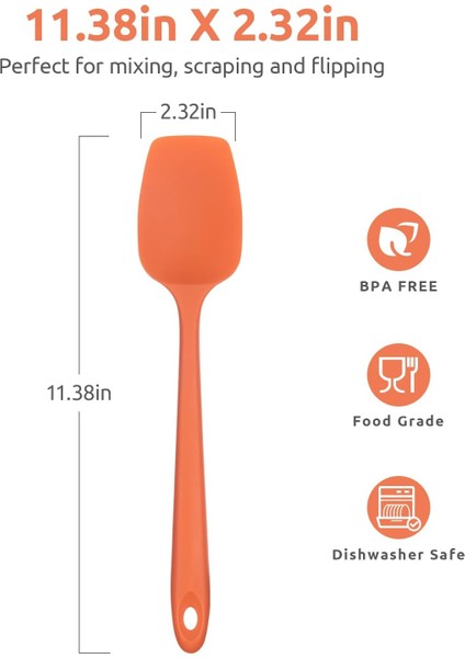 Isıya Dayanıklı Silikon Kaşık Spatula: 600°F Yüksek Isıya Dayanıklı 11.38 Inç Silikon Karıştırma Karıştırma Pişirme Kazıma Pişirme Kabı Kazıyıcı Yapışmaz Tencere Için Dikişsiz Yayı (Yurt Dışından) fiyatları