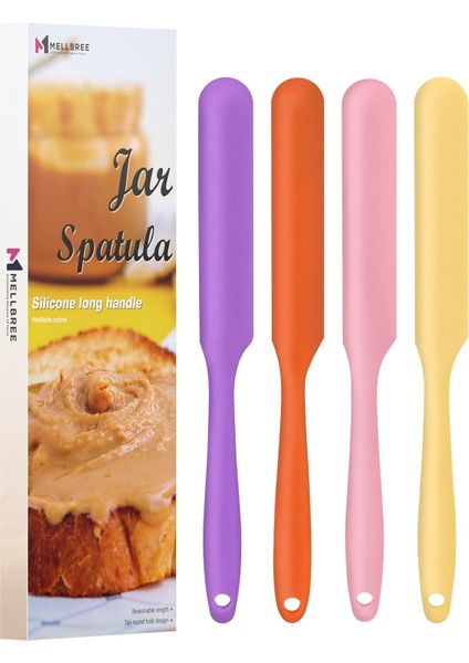 Kavanoz Spatula, Mayo Kavanozunun Dibi Için Uzun Saplı Silikon Kavanoz Spatula Kazıyıcı, Soğuk Kırbaç, Fıstık Ezmesi, Çeşniler (Turuncu/mor/sarı/pembe) (Yurt Dışından)
