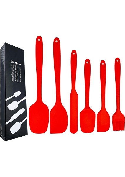 Yapışmaz Tencere Seti Için Silikon Spatula Seti, Pişirme Pişirme Karıştırma, Kusursuz Tasarım, Bulaşık Makinesinde Yıkanabilir Bpa Içermeyen Kırmızı 6'lı Set (Yurt Dışından)