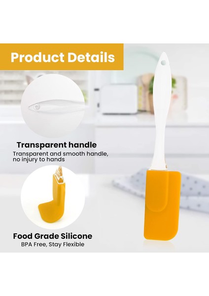 Silikon Spatula, Yumurta, Pişirme, Fırınlama ve Karıştırma Için Yapışmaz Isıya Dayanıklı Kauçuk Çevirmeli Spatula (Sarı) (Yurt Dışından)