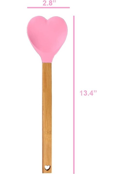 Kalp Şeklinde Silikon Spatula - Pişirme, Karıştırma, Pastacılık, Mutfak Malzemesi Kaşık - Bambu Sap - Anlamlı Mutfak Hediyesi Fikri - Yeni Eve Taşınma Partisi, Anneler Günü, Düğün, (Yurt Dışından) fiyatları