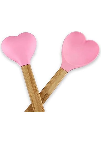 Kalp Şeklinde Silikon Spatula - Pişirme, Karıştırma, Pastacılık, Mutfak Malzemesi Kaşık - Bambu Sap - Anlamlı Mutfak Hediyesi Fikri - Yeni Eve Taşınma Partisi, Anneler Günü, Düğün, (Yurt Dışından) fırsatları