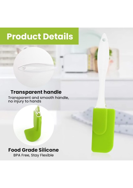 Silikon Spatula, Yumurta, Pişirme, Pişirme ve Karıştırma Için Yapışmaz Isıya Dayanıklı Kauçuk Çevirme Spatula (Yeşil) (Yurt Dışından)