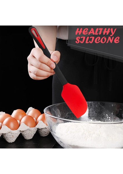 Silikon Spatula, Spatulalar Silikon Isıya Dayanıklı, Büyük Yapışmaz Tencere Silikon Kauçuk Spatula Mutfak Pişirme, Pişirme ve Karıştırma Seti 4, Kırmızı Siyah (Yurt Dışından)