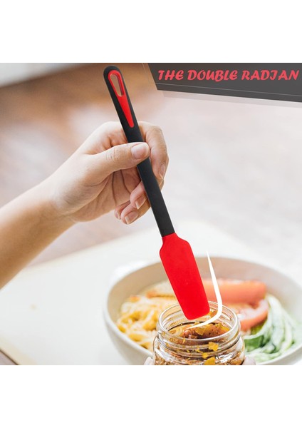 Silikon Spatula, Spatulalar Silikon Isıya Dayanıklı, Büyük Yapışmaz Tencere Silikon Kauçuk Spatula Mutfak Pişirme, Pişirme ve Karıştırma Seti 4, Kırmızı Siyah (Yurt Dışından)