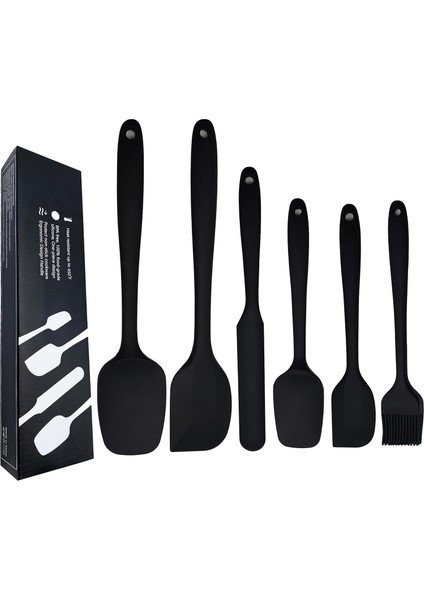 Yapışmaz Tencere Seti Için Silikon Spatula Seti, Pişirme Pişirme Karıştırma, Kusursuz Tasarım, Bulaşık Makinesinde Yıkanabilir Bpa Içermeyen Siyah 6'lı Set (Siyah) (Yurt Dışından)