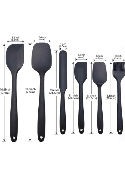 Yapışmaz Tencere Seti Için Silikon Spatula Seti, Pişirme Pişirme Karıştırma, Kusursuz Tasarım, Bulaşık Makinesinde Yıkanabilir Bpa Içermeyen Siyah 6'lı Set (Siyah) (Yurt Dışından) fiyatları