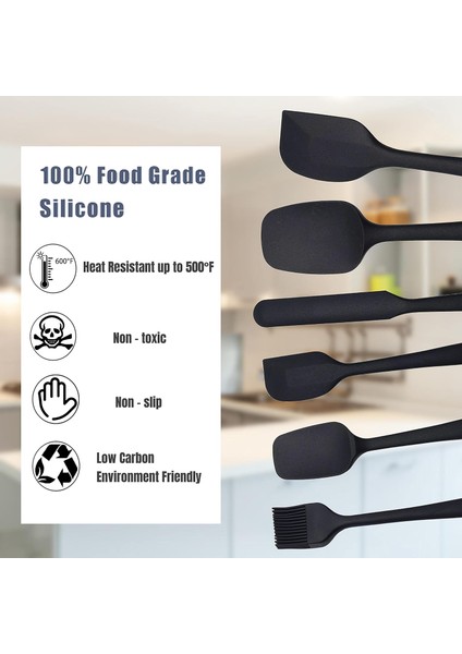 Yapışmaz Tencere Seti Için Silikon Spatula Seti, Pişirme Pişirme Karıştırma, Kusursuz Tasarım, Bulaşık Makinesinde Yıkanabilir Bpa Içermeyen Siyah 6'lı Set (Siyah) (Yurt Dışından) fırsatları