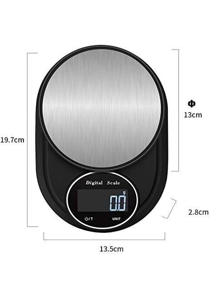 Sarılmış Kenar Büyük LED Paslanmaz Çelik 5 kg 0.1g Masa Ölçeği Gıda Diyet Elektronik Tartı Doğru Elektronik Mutfak Pişirme Terazisi (Yurt Dışından)