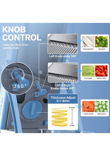 Yükseltme Güvenli Mandoline Dilimleyici Plus, Daha Büyük Boyut, Ayarlanabilir Sebze Yemek Parçalayıcı Patates Kızartması Kesici, Çıkarılabilir Bıçak, Mutfak Doğrama Artefaktı, Hedi (Yurt Dışından)