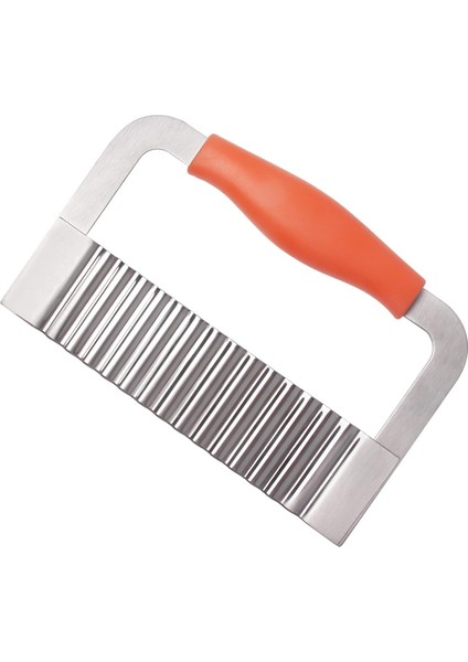 Kırışık Kesici Paslanmaz Çelik Patates Dilimleme Ağır Hizmet Dalgalı Kırışık Kesme Havuç Sebzeleri Için Ahşap Saplı Doğrama Aletleri (1, Turuncu) (Yurt Dışından)