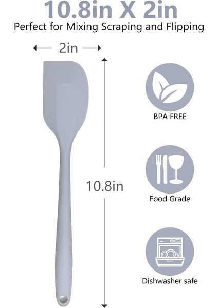 Pişirme Için Gri Silikon Spatula Isıya Dayanıklı, 10.8 Inç Küçük Mutfak Spatula Silikonu, Pişirme Için Esnek Kauçuk Spatula (Yurt Dışından)