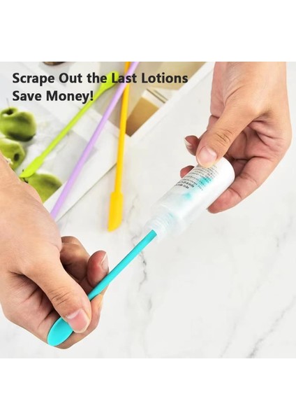 Silikon Spatula Seti, Küçük Makyaj Spatula Losyon Karıştırıcı, Mutfak Pişirme Gıda Şişeleri Güzellik Ürünleri Için Mini Kavanoz Kazıyıcı, 6'lı Set (Macaron Mavi) (Yurt Dışından)