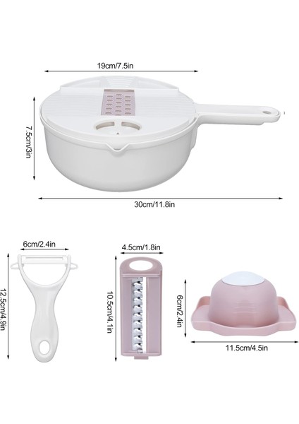 Çoklu Sebze Kesici Manuel Sebze Kesici Kıyıcı Gıda Parçalayıcı Dilimleme Aracı Mutfak Eşyaları 12IN 1 (Beyaz) (Yurt Dışından)