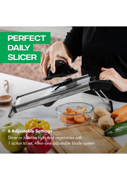 Mutfak Için Mandoline Dilimleyici, Ayarlanabilir Paslanmaz Çelik Sebze Kesici, Patates, Domates, Sebze Salatası ve Soğan Için Sebze Doğrayıcı, Kesilmeye Dayanıklı Eldivenli Patates (Yurt Dışından) fiyatları