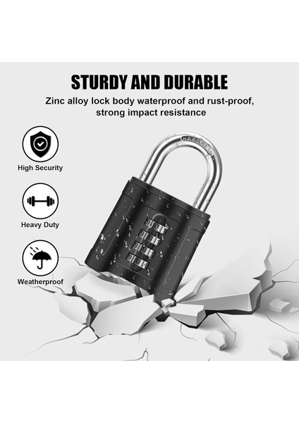 Ağır Hizmet Tipi Kombinasyon Asma Kilit Dış Mekan, 4 Haneli Yüksek Güvenlikli [kesilme Önleyici], 8 mm Kalın Paslanmaz Çelik Kilitleme Kirişli, Hava Koşullarına Dayanıklı, Ev, Okul (Yurt Dışından) fiyatları