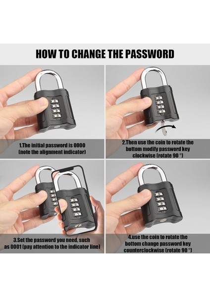 Ağır Hizmet Tipi Kombinasyon Asma Kilit Dış Mekan, 4 Haneli Yüksek Güvenlikli [kesilme Önleyici], 8 mm Kalın Paslanmaz Çelik Kilitleme Kirişli, Hava Koşullarına Dayanıklı, Ev, Okul (Yurt Dışından) fırsatları