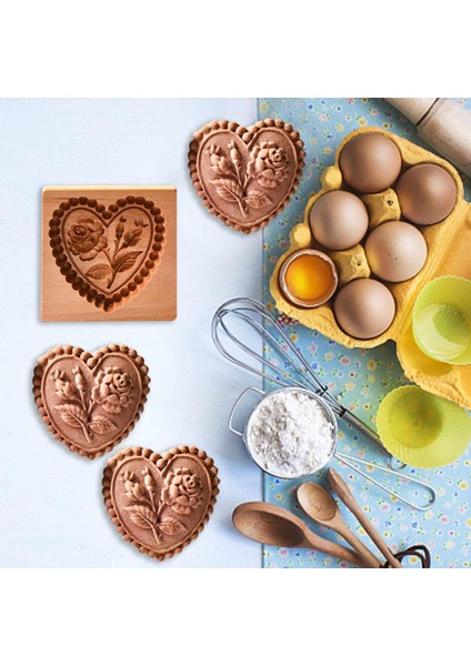 Ahşap Kurabiye Kalıpları Bisküvi Pişirme Kalıp Kurabiye Kesici Oyma Bisküvi Kesici 3D Kuş, Tavşan, Çiçek Kabartma Kalıp Kurabiye Basın Pullar Mutfak Dıy Için Kurabiye Kalıbı (Kalp (Yurt Dışından) fiyatları