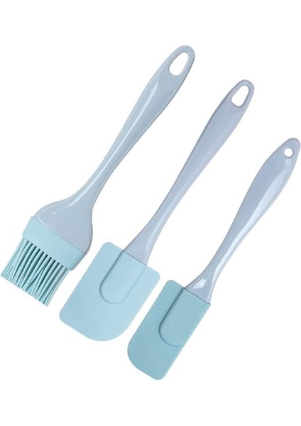 Silikon Spatula Seti, Isıya Dayanıklı Kauçuk Spatulalar Pişirme ve Fırınlama Için Silikon Teyelleme ve Pasta Fırçaları (Mavi) (Yurt Dışından)