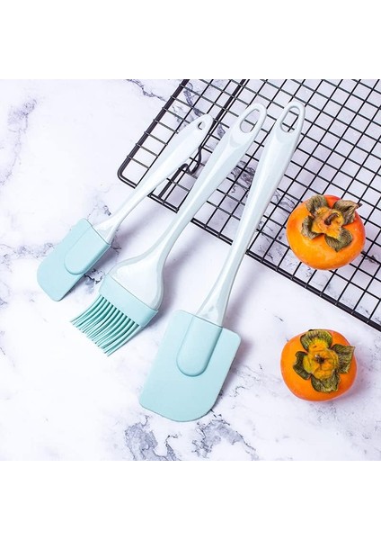 Silikon Spatula Seti, Isıya Dayanıklı Kauçuk Spatulalar Pişirme ve Fırınlama Için Silikon Teyelleme ve Pasta Fırçaları (Mavi) (Yurt Dışından)