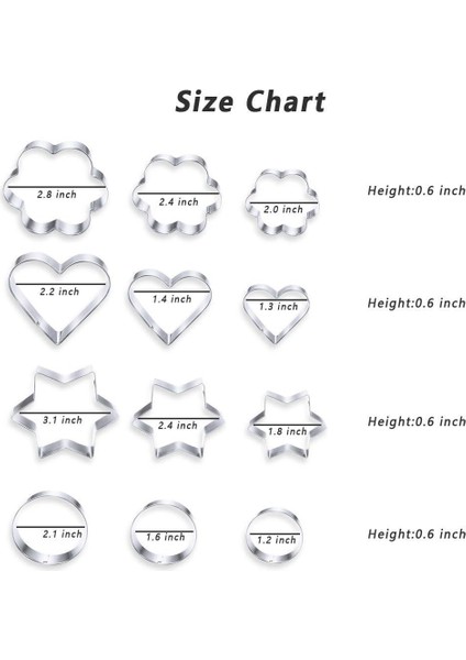 Çerez Kesiciler Şekiller Pişirme Seti, 12PCS Çiçek Yuvarlak Kalp Yıldız Şekli Bisküvi Paslanmaz Çelik Metal Kalıplar Mutfak Pişirme Için Kesiciler Cadılar Bayramı Noel Küçük Çerez (Yurt Dışından)