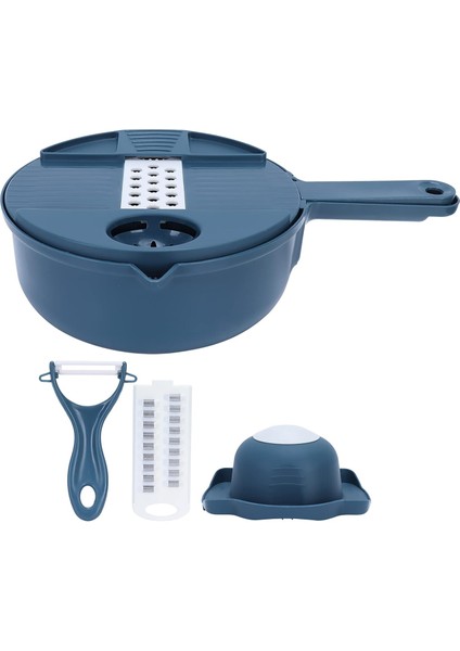 12IN 1 Manuel Sebze Kesici, 6 Paslanmaz Çelik Bıçaklı Gıda Doğrayıcı, Kablı Veggie Chopper Dicer Dilimleyici, Ev Mutfağı Için Çok Işlevli Gıda Parçalayıcı Dilimleme Aracı (D) (Yurt Dışından)