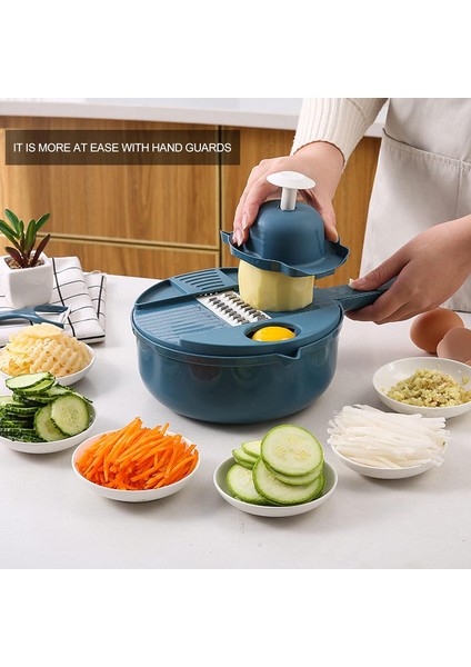 12IN 1 Manuel Sebze Kesici, 6 Paslanmaz Çelik Bıçaklı Gıda Doğrayıcı, Kablı Veggie Chopper Dicer Dilimleyici, Ev Mutfağı Için Çok Işlevli Gıda Parçalayıcı Dilimleme Aracı (D) (Yurt Dışından) fiyatları