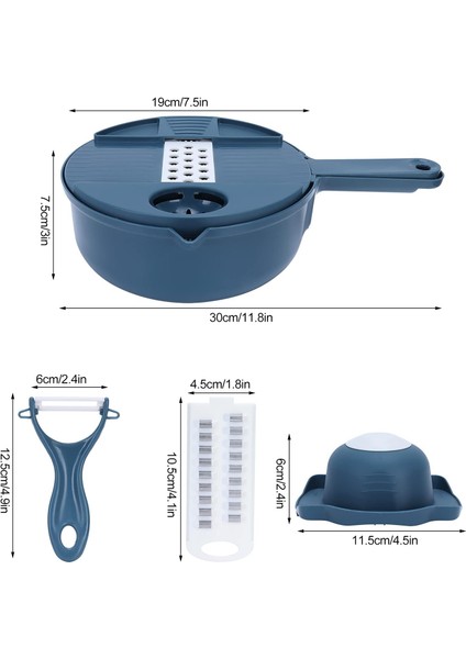 12IN 1 Manuel Sebze Kesici, 6 Paslanmaz Çelik Bıçaklı Gıda Doğrayıcı, Kablı Veggie Chopper Dicer Dilimleyici, Ev Mutfağı Için Çok Işlevli Gıda Parçalayıcı Dilimleme Aracı (D) (Yurt Dışından) modelleri