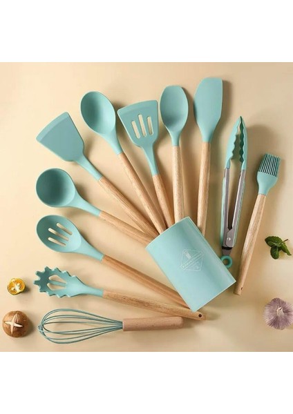 33 Pcs Mutfak Gereçleri Seti, Kikcoin Ahşap Saplı Silikon Pişirme Gereçleri Tutuculu Set, Spatula Yapışmaz Tencere Için Silikon Isıya Dayanıklı Pişirme Aletleri (Mavi) (Yurt Dışından) modelleri