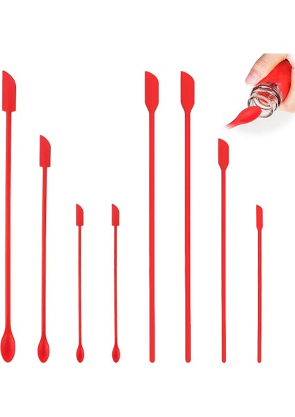 Set Son Damla Mini Spatula Silikon, Yeniden Kullanılabilir Minik Kauçuk Makyaj Uzun Kaşık Mutfak Gıda Pişirme Pişirme Güzellik Makyaj Kozmetik Losyon Reçine El Yapımı Palet, 2 Tür (Yurt Dışından)