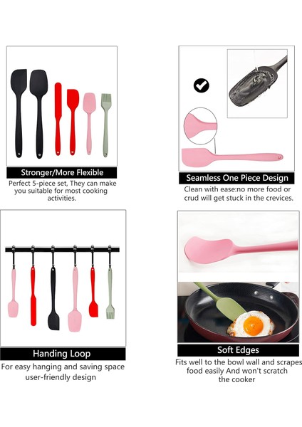 Silikon Spatula Seti Pişirme, Pişirme ve Karıştırma Için 24 Parça Kauçuk Spatula Seti, Yapışmaz Tencere Setleri Için Spatulalar, Paslanmaz Çelik Çekirdekli Kusursuz Tasarım, Bulaşı (Yurt Dışından) fiyatları