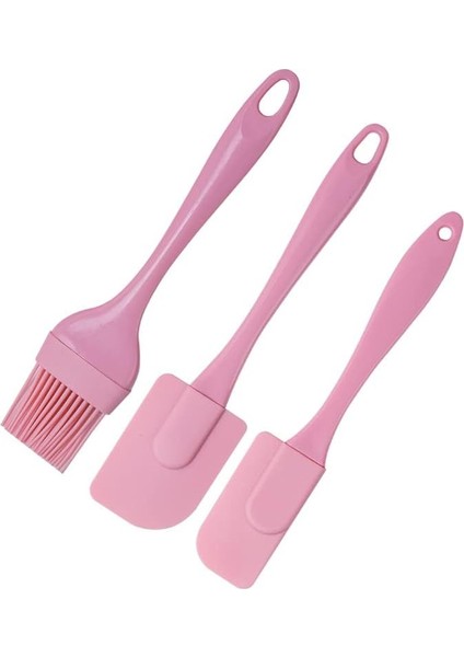 Silikon Spatula Seti, Isıya Dayanıklı Kauçuk Spatulalar Pişirme ve Fırınlama Için Silikon Teyelleme ve Pasta Fırçaları (Pembe) (Yurt Dışından)