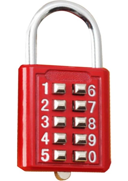 10 Haneli Kombinasyon Asma Kilit, Basma Düğmesi Kilidi Kırmızı, Okul Dolabı, Spor Salonu, Kasa, Çit Kapısı, Çekmece ve Araç Kutusu Için Çinko Alaşımlı Bagaj Asma Kilit 1 Adet (Yurt Dışından)