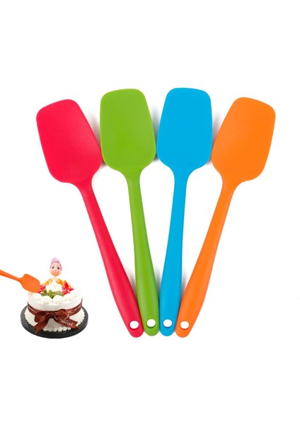 Silikon Spatula Seti - 4 Parça Silikon Kaşık Spatula, Isıya Dayanıklı Pişirme Kavisli Spatulalar, Paslanmaz Çelik Çekirdekli Yapışmaz Kauçuk Dikişsiz Spatulalar - Çok Renkli (21,7 (Yurt Dışından)