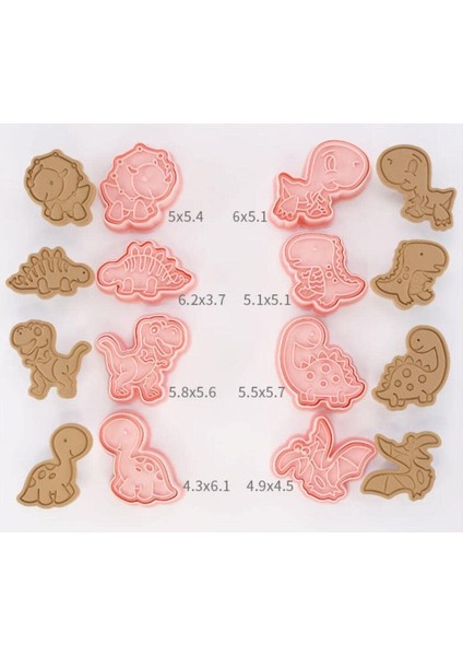 8 Parça Sevimli Dinozor Kurabiye Kesiciler Pişirme Boys Dino Kurabiye Kalıbı Basın T-Rex Kurabiye Kalıbı Seti Mutfak Aletleri Plastik Çerez Pulları (Dino B) (Yurt Dışından)
