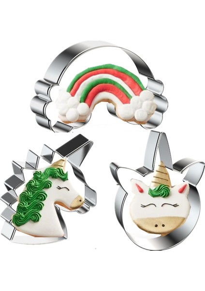 Unicorn Çerez Kesiciler, Unicorn Temalı Parti Için Paslanmaz Çelik Kesici Bebek Duş Düğün Doğum Günü Partisi (Yurt Dışından)