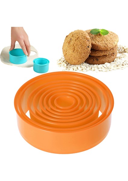 Pişirme Için 5.2ın Yuvarlak Kurabiye Kesici, Donut Pies Scone Yapmak Için 8 Adet Yuvarlak Kurabiye Bisküvi Kesici Seti (5.2/4.7/4/3.2/2.8/2.2/1.6/0.98IN)-TURUNCU (Yurt Dışından)