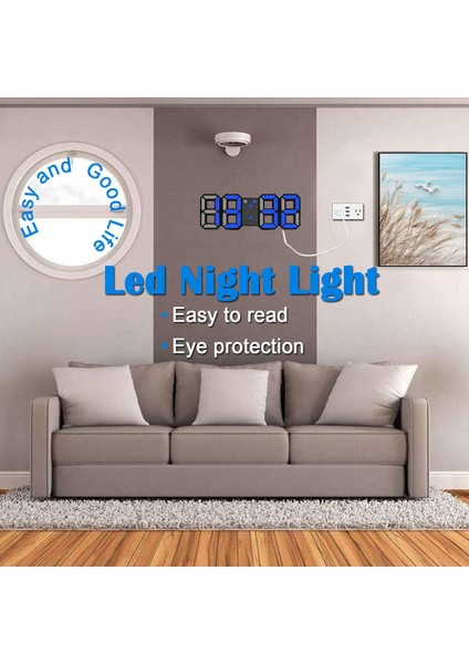 LED Ekranlı 3D Dijital Çalar Saat, Erteleme Alarmı, Ofis Masası Yatak Odası Komidin Için 3 Özel Parlaklıkta Gece Lambası Elektrikli Saatler (Siyah/mavi) (Yurt Dışından) fırsatları