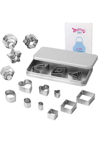 Mini Minik Paslanmaz Çelik Kurabiye Kesiciler, Tek Lokmalık Kurabiyeler Için Geometrik Şekiller Kalp Yıldız Çemberi, Kek Dekoru, Fondan Bisküvi (30 Adet) (Yurt Dışından)