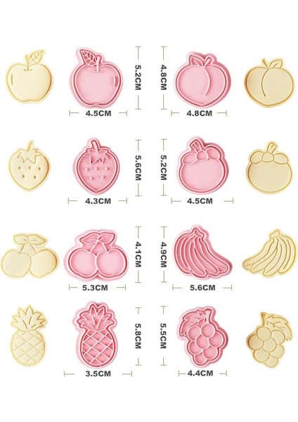 Çerez Kesiciler, Bisküvi Için Plastik Çerez Pulları, Pişirme Için Bisküvi Kesiciler, Çocuklar Için Sevimli Çerez Kesiciler Çocuklar Dıy Çikolata Kalıp (Meyve) (Yurt Dışından)