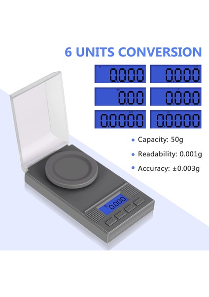 Miligram Terazisi 50G/ 0,001G, Mg Terazisi, LCD Arkadan Aydınlatmalı Takı Terazisi, Dara, Toz Ilaç Için Dijital Miligram Terazisi, Mücevher, Yeniden Yükleme, Mikro Terazi (Yurt Dışından)