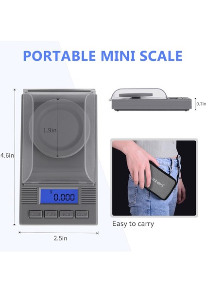 Miligram Terazisi 50G/ 0,001G, Mg Terazisi, LCD Arkadan Aydınlatmalı Takı Terazisi, Dara, Toz Ilaç Için Dijital Miligram Terazisi, Mücevher, Yeniden Yükleme, Mikro Terazi (Yurt Dışından)