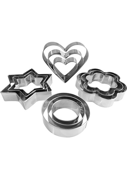 Metal Kurabiye Kesici Seti - Yıldız Kurabiye Kesici Paslanmaz Çelik Yuvarlak Bisküvi Kesici Kalp Küçük Yıldız Kurabiye Kesiciler Mini Çiçek Kalıpları Pişirme Için Kesici (12 Yuvarl (Yurt Dışından)